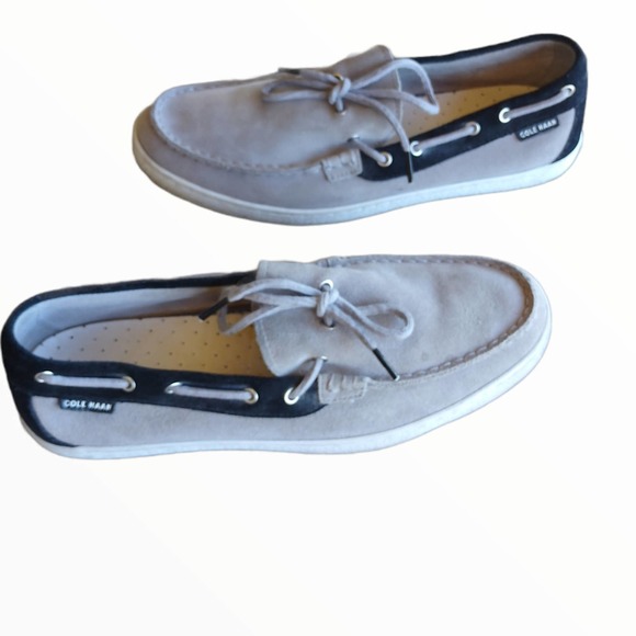 SUEDE TOP SIDERS BOAT SHOE COLE HAAN WORN 1X DOCK SIDERS BLUE SUEDE SHOES NUBUCK - Picture 3 of 9